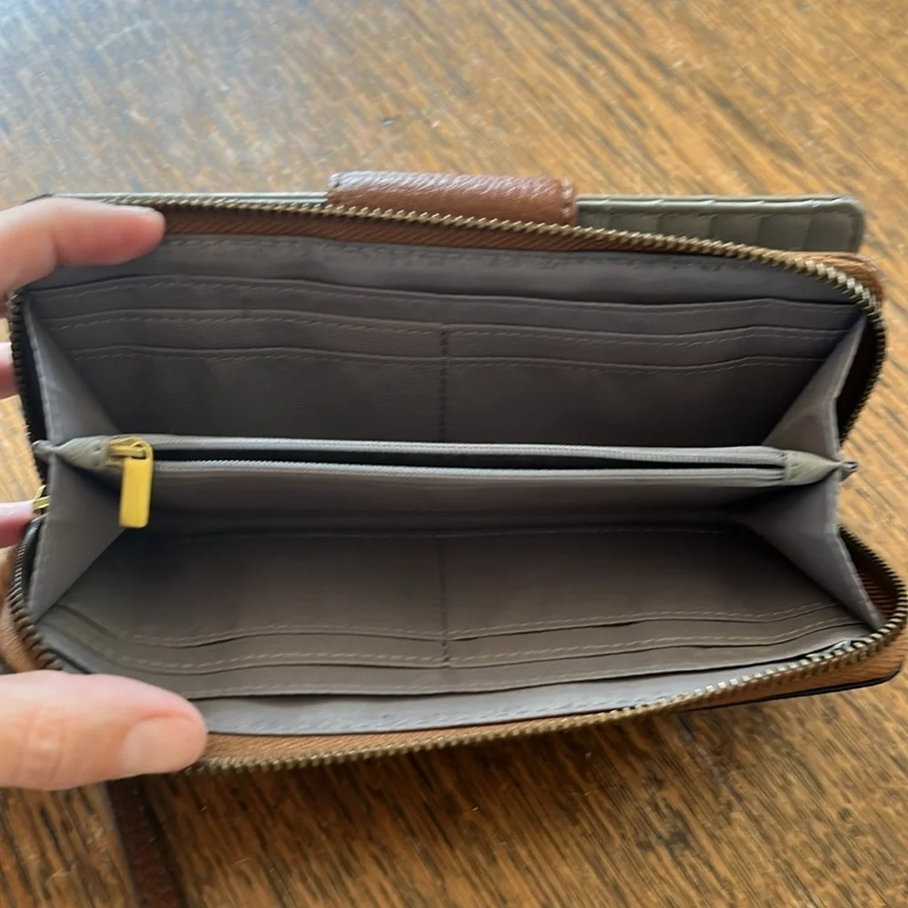Fossil Madison Zip Clutch Black Gunmetal